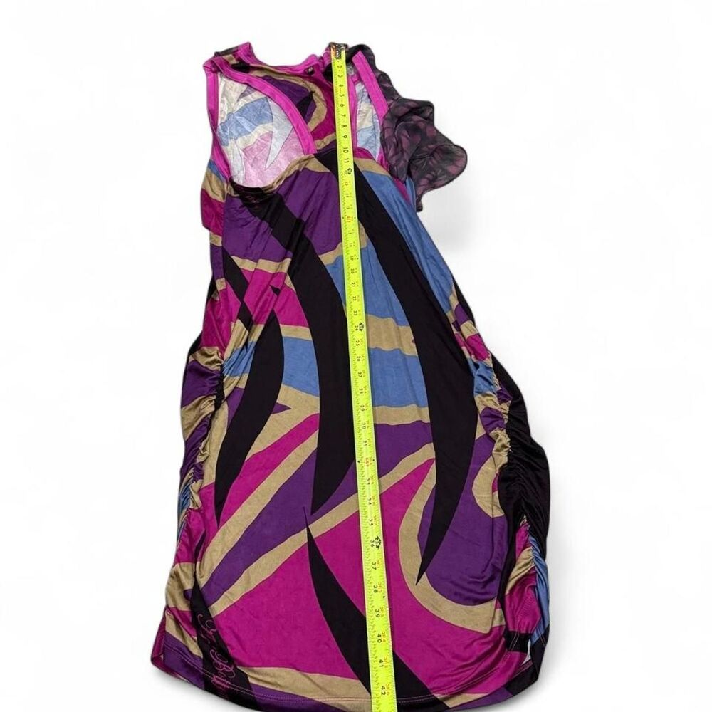 Apple Bottom Purple, black, and gold abstract geometric print maxi dress - Picture 3 of 7